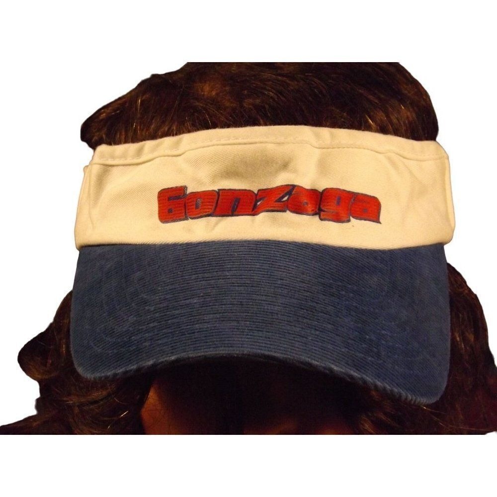 VTG Nike Team Gonzaga Bulldogs Visor Hat Corduroy Brim White Blue OSFA